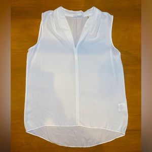 T Tahari Sheer White Sleeveless Blouse